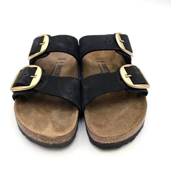 Birkenstock Arizona Big Buckle Nubuck Sandals Unisex Black Size USW6/M4 EU37 - Picture 2 of 12